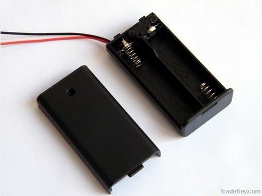 2AA black battery holder with switch and cover