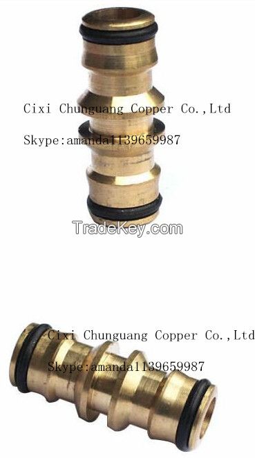 All Copper 2-way Double Nipple, Water Pipe Docking Extended, Repair Hose Connector