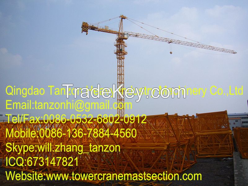 Fixed Tower Crane self erecting 6 tons for commercial wharf Q345B Stee