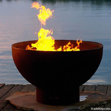 Antique cast iron outdoor fire pit bowl
