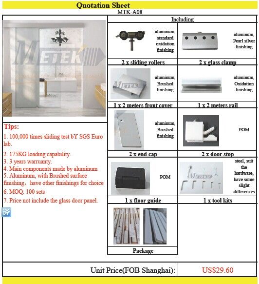 aluminium alloy glass sliding door hardware