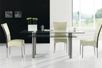 2014 toughened  glass dining table with Stainless Steel legs