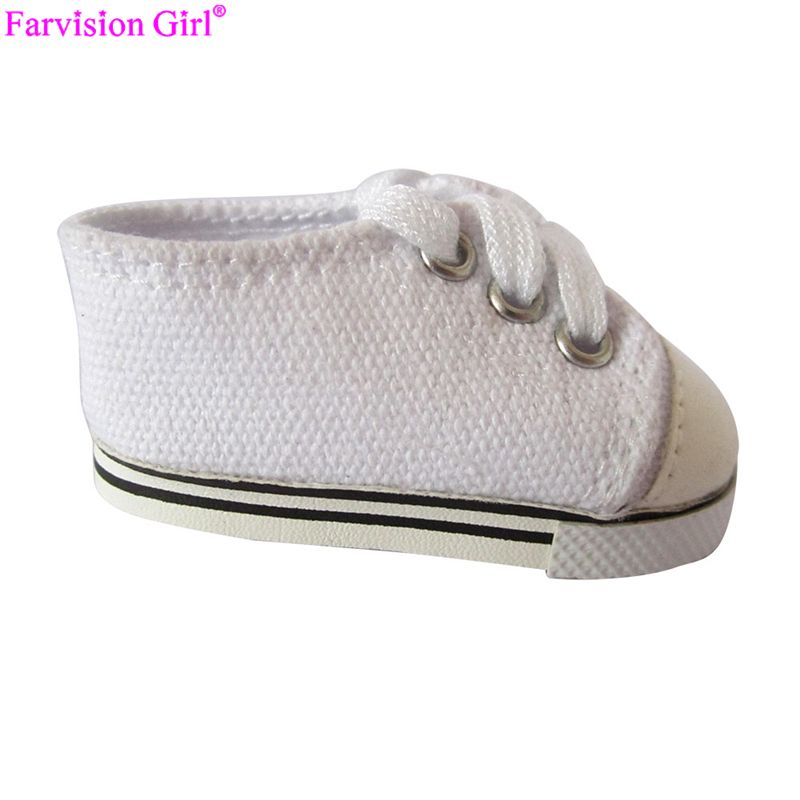 White Doll Sneakers, Doll Trainers, 18 Inch Doll Shoes Wholesale