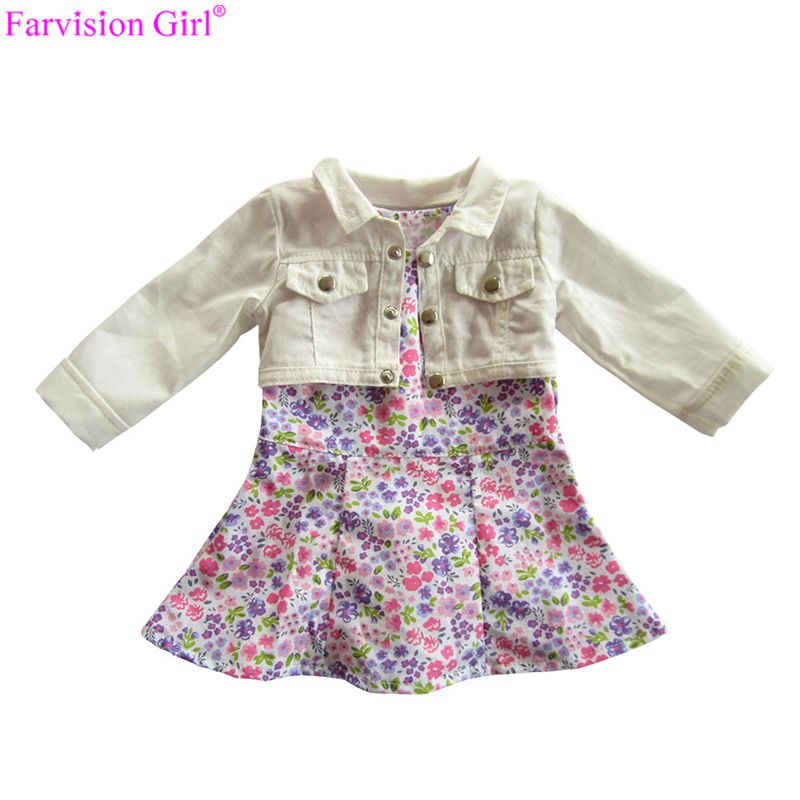 Floral Doll Dress With Coat, Fashion Wholesale Doll Clothes For 18 Inch Dolls