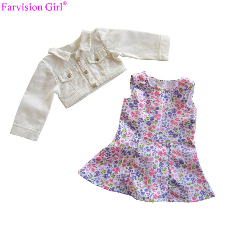 Floral Doll Dress With Coat, Fashion Wholesale Doll Clothes For 18 Inch Dolls