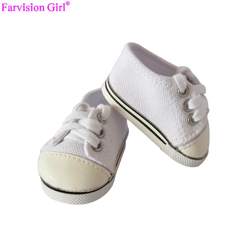 White Doll Sneakers, Doll Trainers, 18 Inch Doll Shoes Wholesale