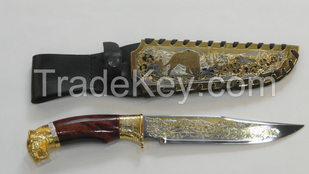The knife souvenir Taganai-C, decorated in all-metal sheath