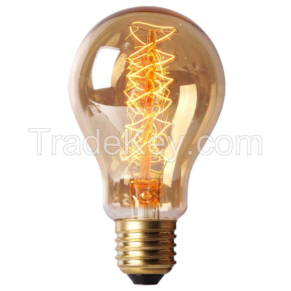 Parrot Uncle Vintage Edison Light Bulb 40w 110v Antique E26 Base Quad Loop Filament 40 Watt Incandescent Bulbs, A19 Spiral Drop