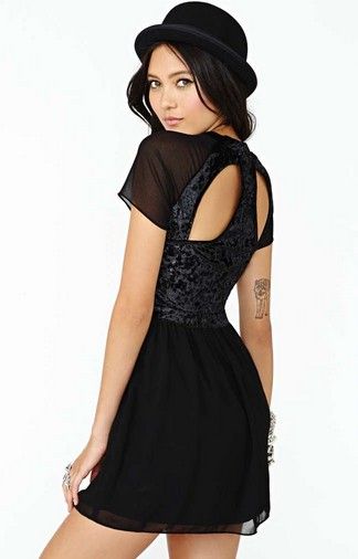 Black Magic Velvet Casual Dress for Women