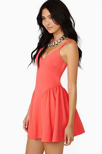 Coral A-line Casual Dress for Women