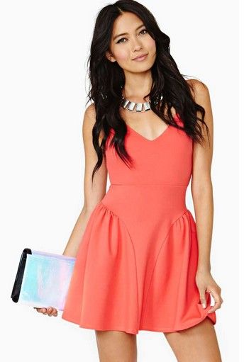 Coral A-line Casual Dress for Women