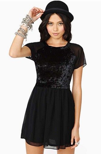 Black Magic Velvet Casual Dress for Women