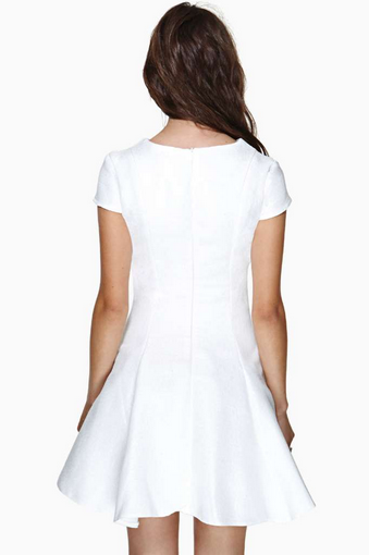White Cap Sleeve Casual Dress for Women