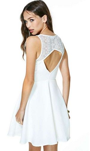 White Cutout Back Casual Dress for Women