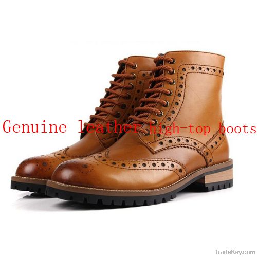 new men's genuine leather shoes  high shoes men boots
