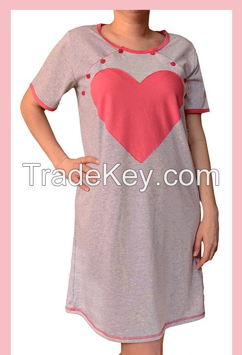 Maternity and Nursing Nightdress with Heart