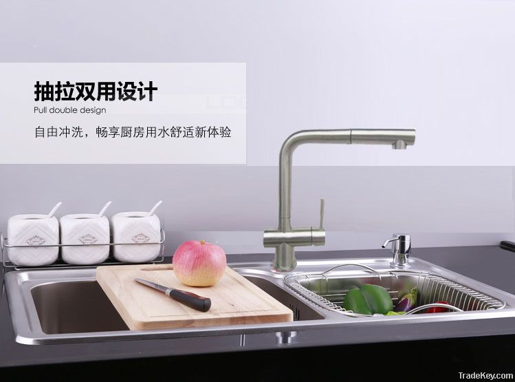 304 stainless steel pull-out kitchen faucet