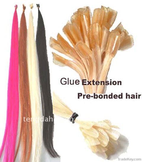 human hair  nail hair extension/u-tip