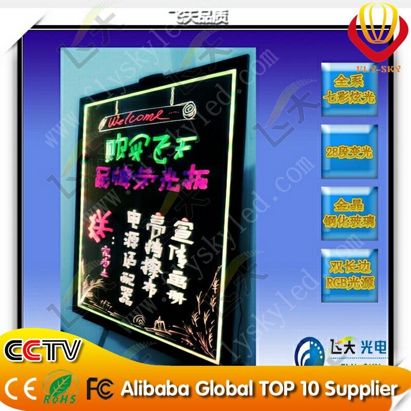 2014 New Product Fluorescent Led Writting Board for advertising CE&amp;ROHS Certificate Factory Direct