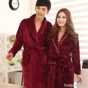 New male and female couple models coral fleece bathrobe