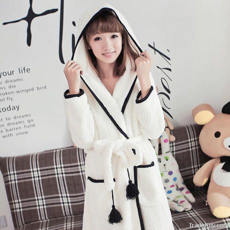 young lady  beautiful  fleece bathrobe for women