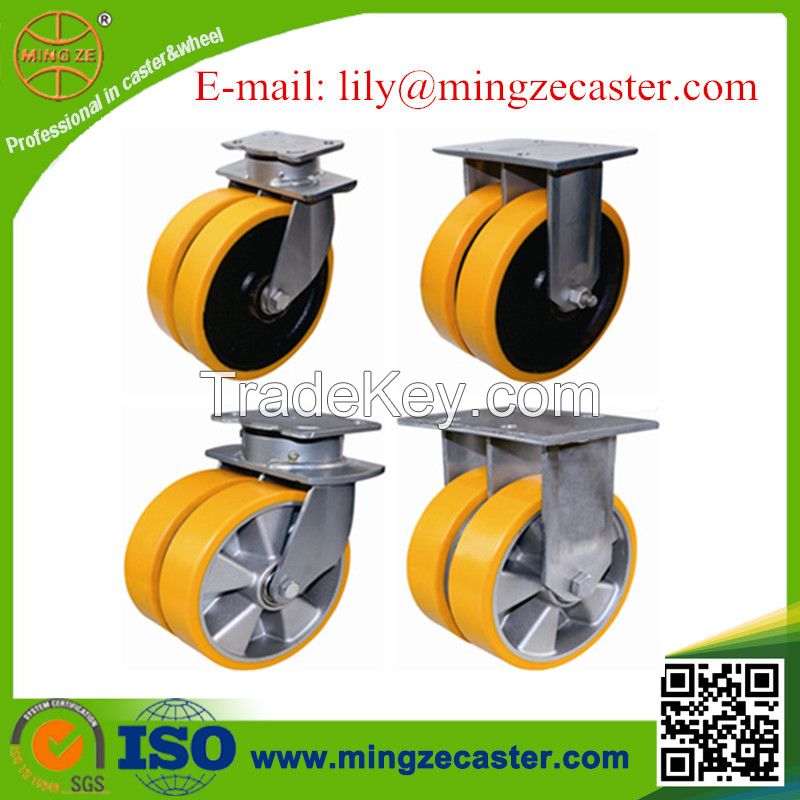 latest style high quality 250mm industrial polyurethane caster wheel swivel plate caster wheels