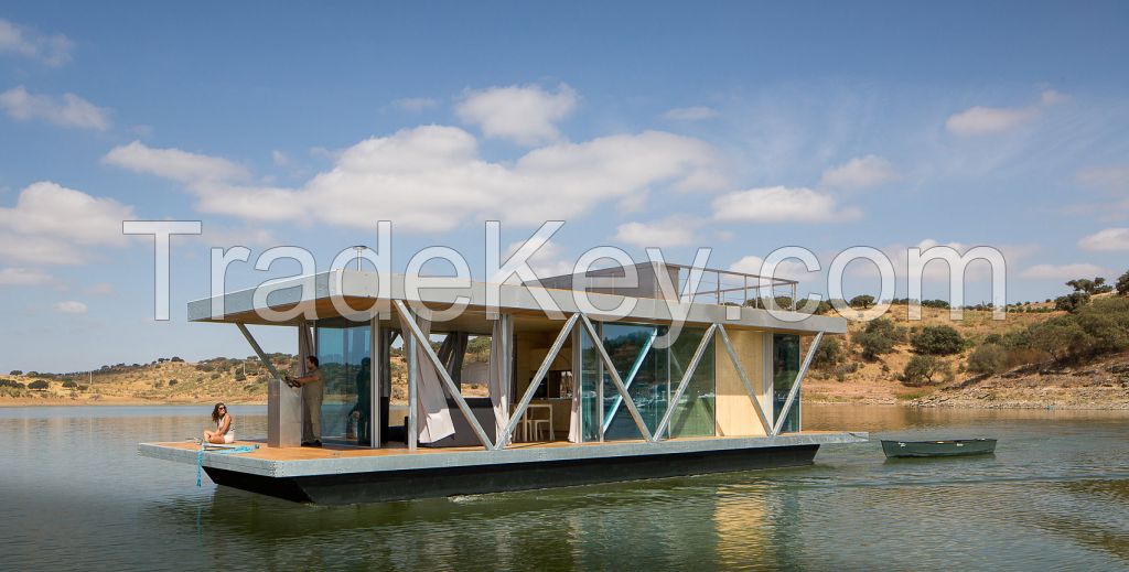 Aluminum Party Home Boat Floating Water Glass House Pontoon Boat Water House Boat Prefab House Mobile Home Houseboat