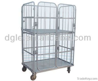 2-tier folding steel logistics cage trolley/roll trolley