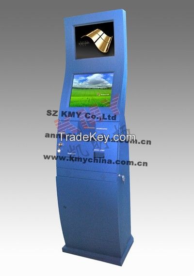 Slim design dual screen self service information terminal