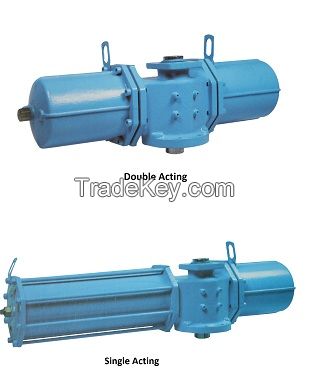 Fork type pneumatic actuator of rotary control valves