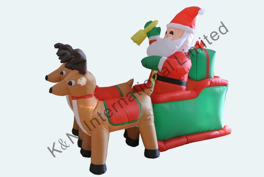 8FT Santa on sleigh with 2 reindeers