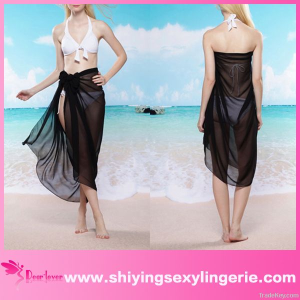 black sheer sexy beach wear long dress