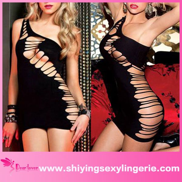 wholesale asian Black sexy Club Chemise dress