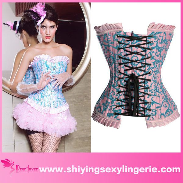 plus size Swirls Steel Boned Flat corset tops to wear out