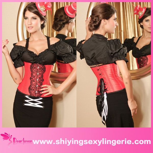 red sweetheart neckline corset straps wedding dress