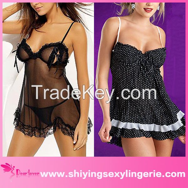 wholesale women sheer net sexy babydoll dresses