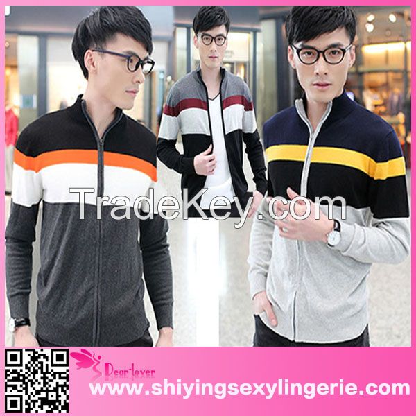 Fashion Casual men Front Zip woolen sweater design