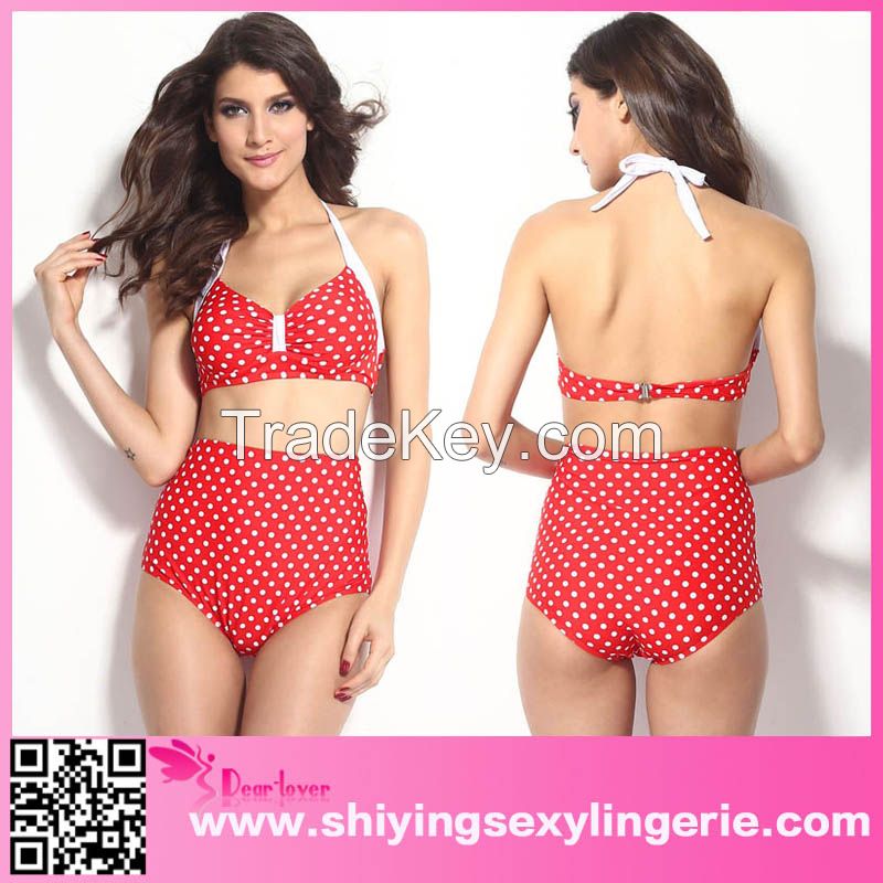 hot women Polka Dot High-waisted transparent swimwear