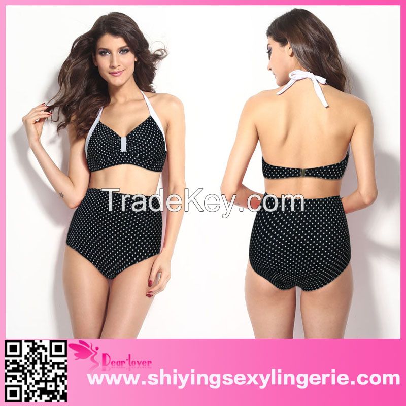 hot women Polka Dot High-waisted transparent swimwear