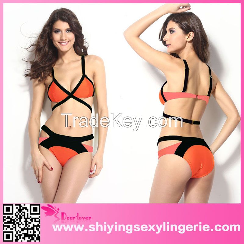 sexy Strappy Cutout Bikini swimwear for mature women