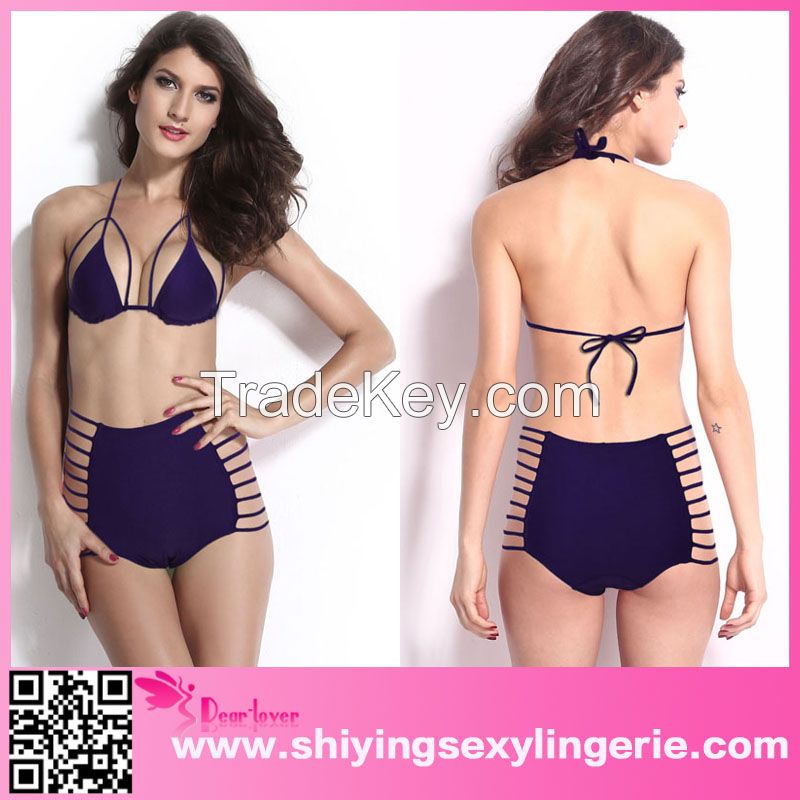 Strappy Hollow-out High-waisted transparent bikini swimwear