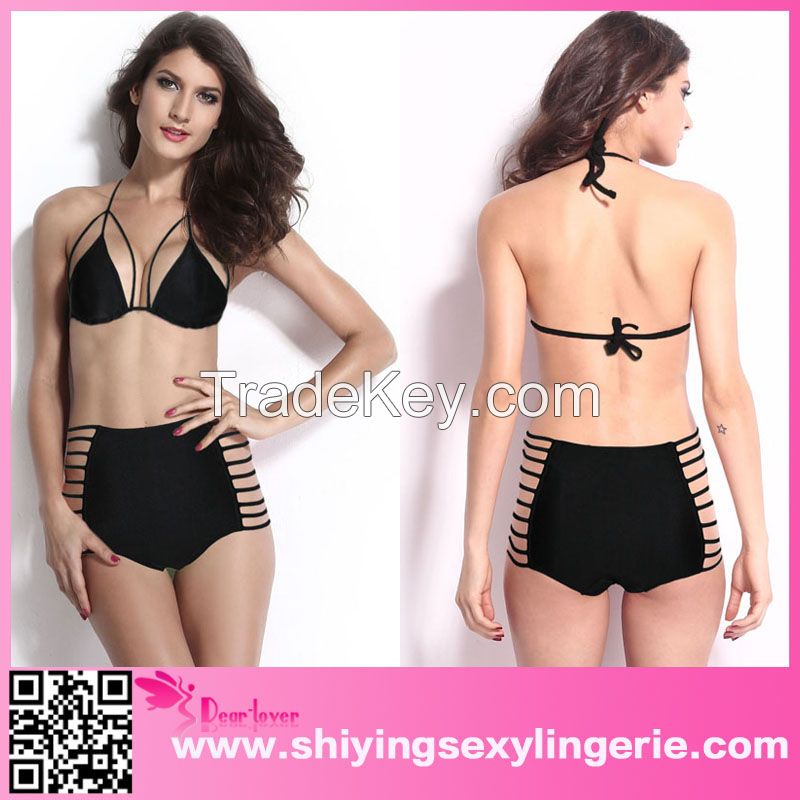 Strappy Hollow-out High-waisted transparent bikini swimwear