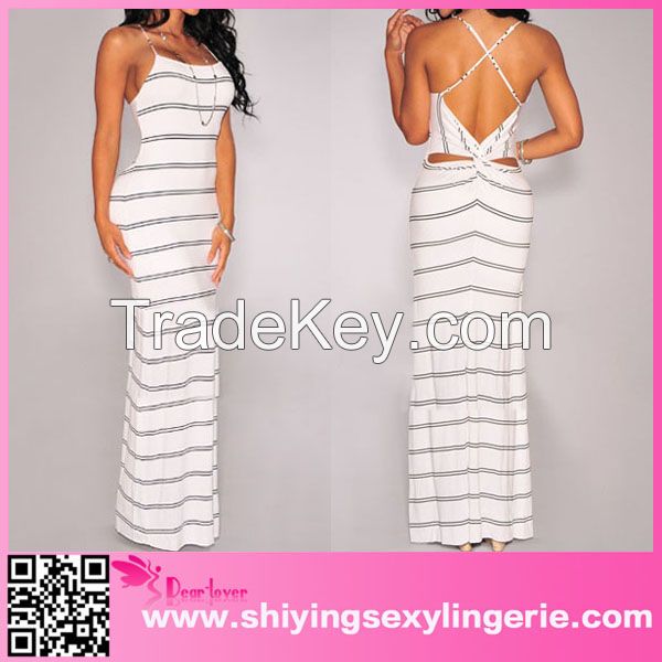 tall tube women sexy striped twist cut-out back maxi dress