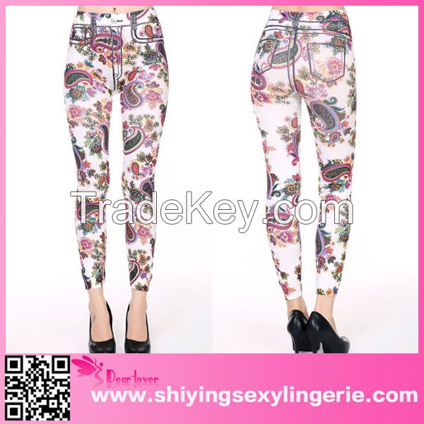 new design sexy models floral print pant type legging