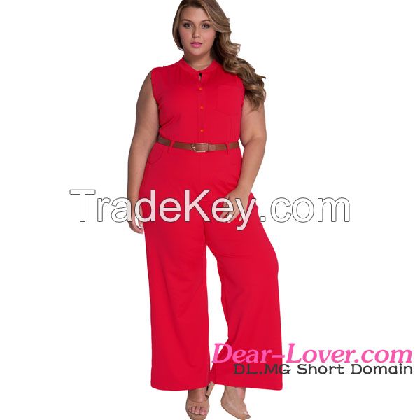 high quality new arrival women wide leg jumpsuit with belt