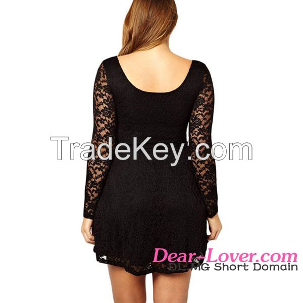 new arrival plus size black lace new fashion ladies dress