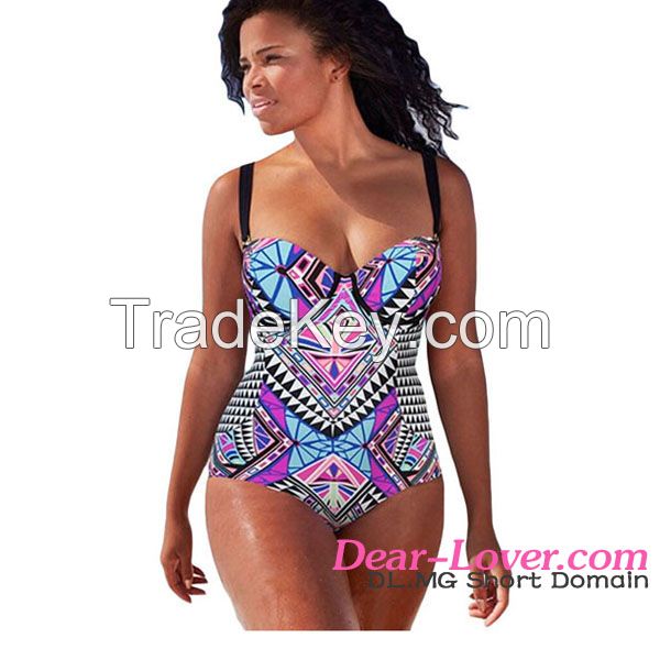 wholesale one piece Purplish Tribal Print swimwear woman bikini