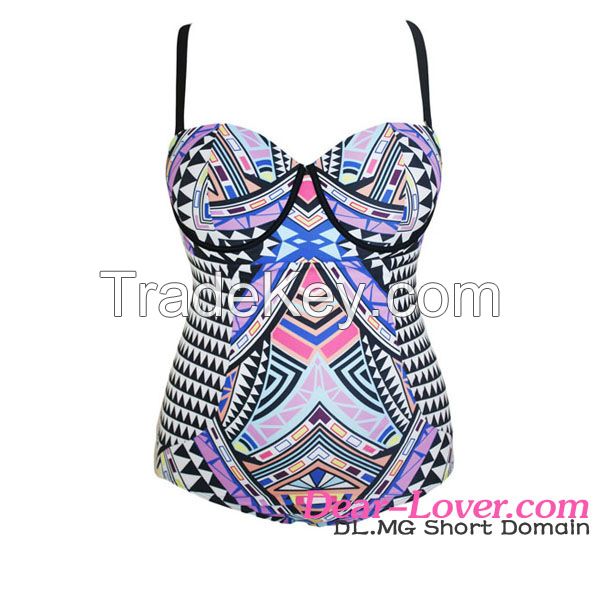 wholesale one piece Purplish Tribal Print swimwear woman bikini