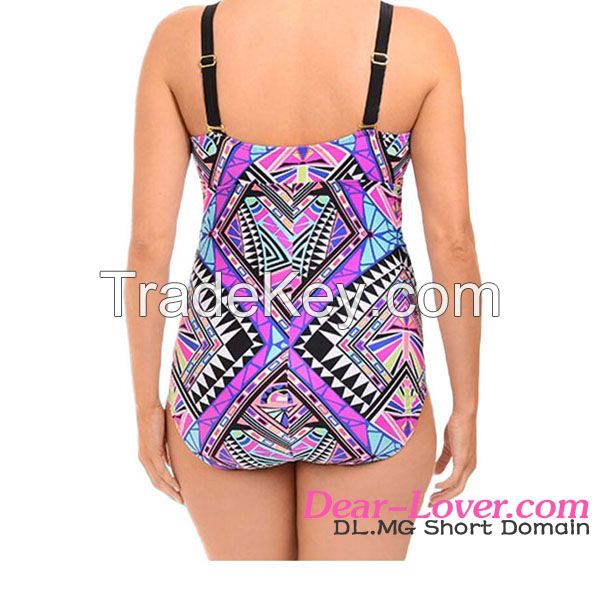 wholesale one piece Purplish Tribal Print swimwear woman bikini