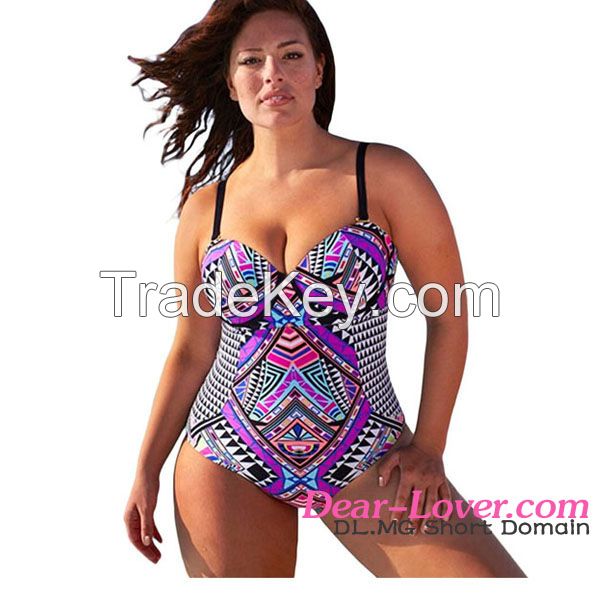 wholesale one piece Purplish Tribal Print swimwear woman bikini